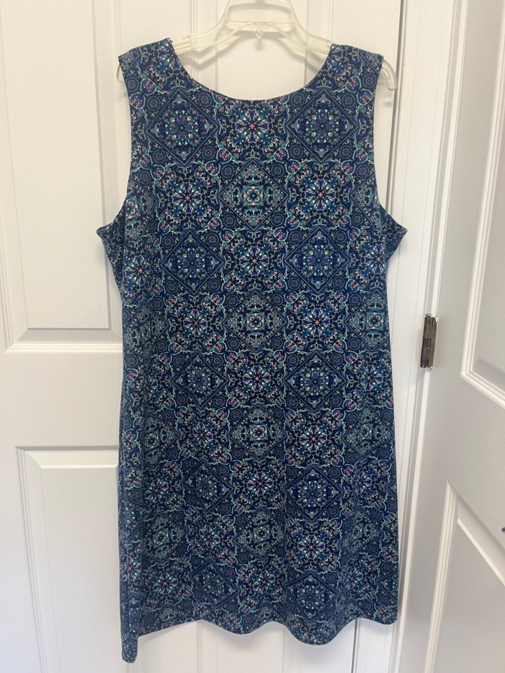 Talbots Blue Mosaic-Print Sleeveless Midi Dress